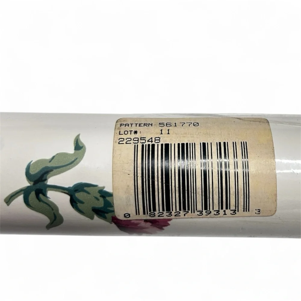 New Waverly Wallpaper 561770 Double Roll White Floral Flowers Pink Green Vintage